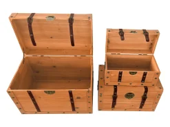OZAIA Conjunto de 3 baús em madeira de abeto e MDF - 3 tamanhos - Natural - ESPARTA^ Acessórios De Arrumação