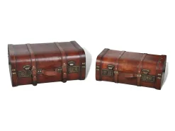 Acessórios De Arrumação* Conjunto de 2 baus de madeira s 2 peças PT886115 Castanho