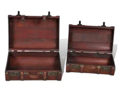 Acessórios De Arrumação* Conjunto de 2 baus de madeira s 2 peças PT886115 Castanho