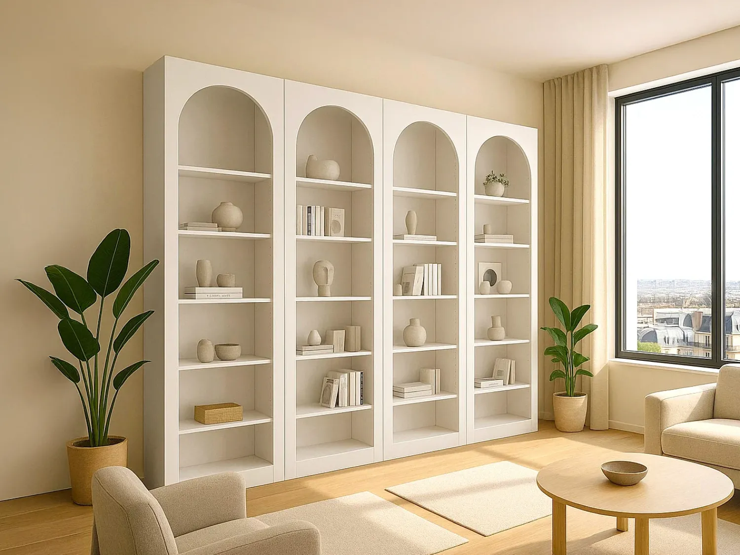 Biblioteca*Vente-unique Conjunto de 4 bibliotecas com 6 nichos - CYMORA Branco
