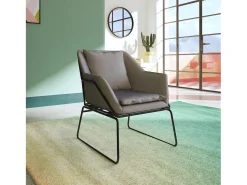 Poltrona*Dorel Home Conjunto de 2 cadeiras de sala de jantar em pele sintética camel Cinzento