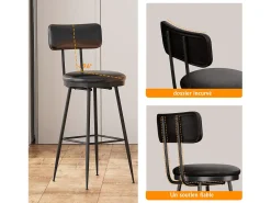 Sale Conjunto de 4 cadeiras de balcão – , couro sintético, encosto, altura 65 cm Preto