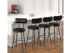 Sale Conjunto de 4 cadeiras de balcão – , couro sintético, encosto, altura 65 cm Preto