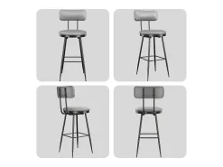 Sale Conjunto de 4 cadeiras de bar – cinza, estilo industrial, encosto, altura 65 cm Cinzento