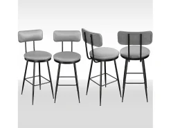 Sale Conjunto de 4 cadeiras de bar – cinza, estilo industrial, encosto, altura 65 cm Cinzento