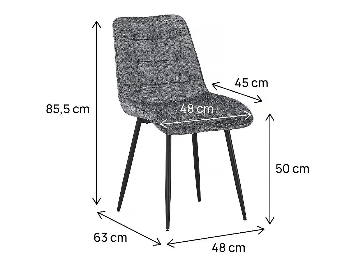 Clearance Habitat et jardin Conjunto de 4 cadeiras de jantar em tecido premium "Yanis" - Cinza Cinzento