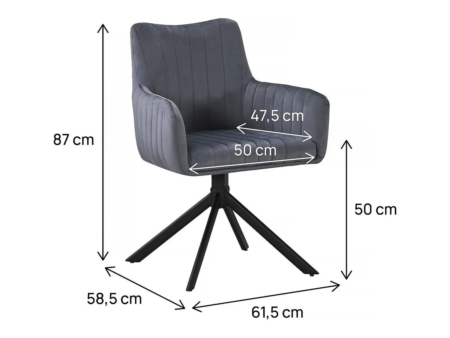 Habitat et jardin Conjunto de 2 cadeiras em tecido "Pharell" - 60 x 61 x 91 cm - Cinza^ Banco