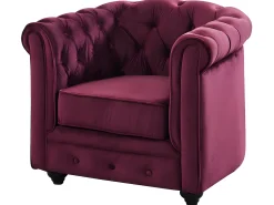 Poltrona*Vente-unique Conjunto de 2 cadeirões veludo roxo CHESTERFIELD Bordeaux