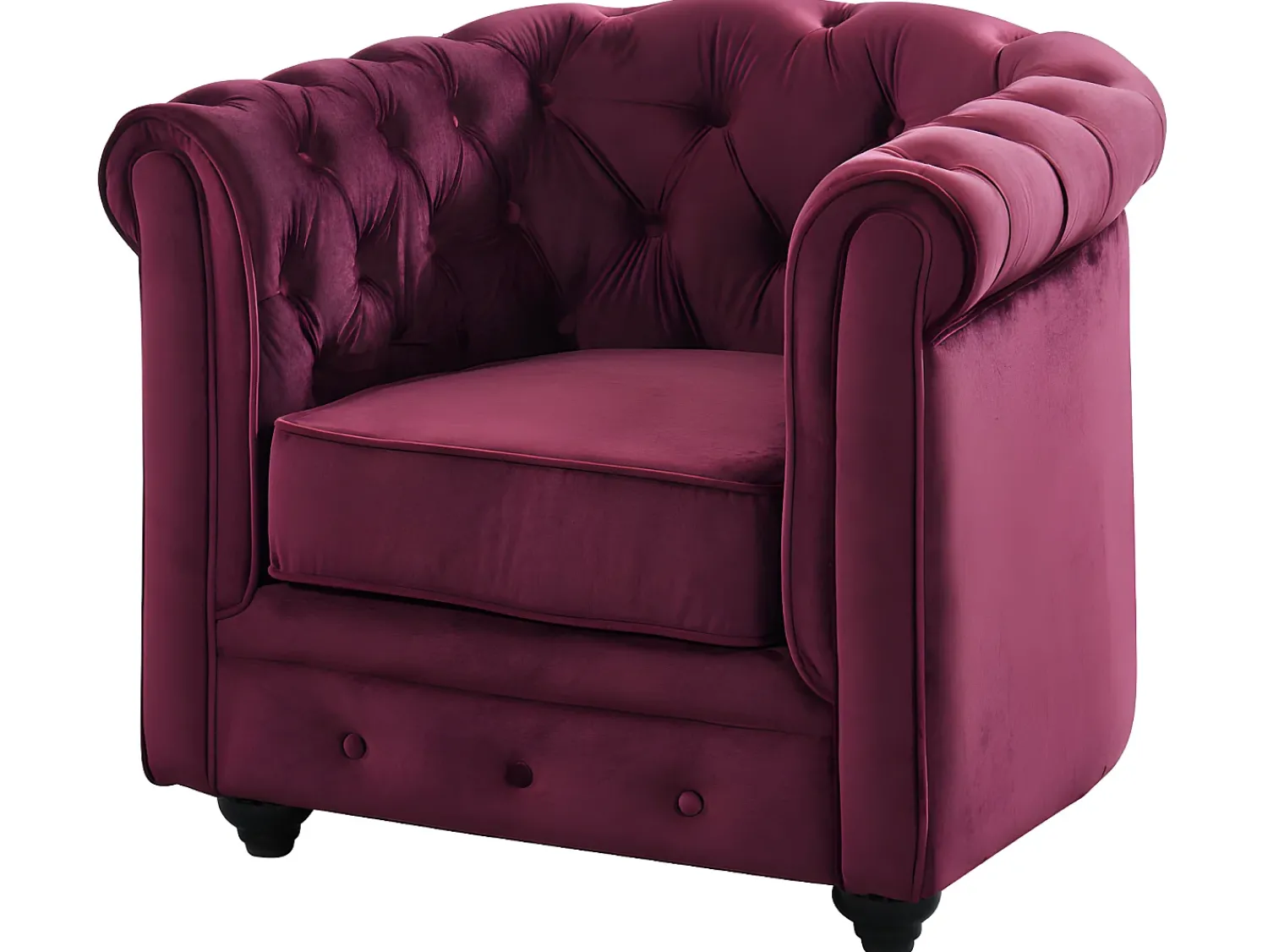 Poltrona*Vente-unique Conjunto de 2 cadeirões veludo roxo CHESTERFIELD Bordeaux