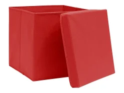 Clearance vidaxl Conjunto de 10 Caixas de Arrumação com Tampas em Tecido 32x32x32cm Vermelho