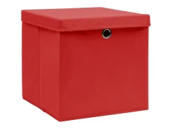 Clearance vidaxl Conjunto de 10 Caixas de Arrumação com Tampas em Tecido 32x32x32cm Vermelho
