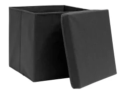 Acessórios De Arrumação*vidaxl Conjunto de 10 Caixas de Arrumação com Tampa em Tecido - 32x32x32 cm Preto