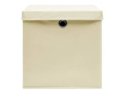 vidaxl Conjunto de 10 Caixas de Arrumação com Tampa em Tecido Creme - 32x32x32 cm^ Acessórios De Arrumação