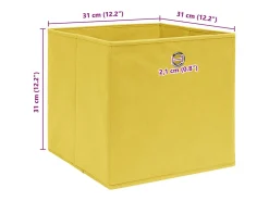 vidaxl Conjunto de 4 Caixas de Arrumação Amarelas 32x32x32 cm^ Acessórios De Arrumação