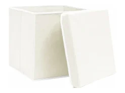 Acessórios De Arrumação|vidaxl Conjunto de 4 Caixas de Arrumação com Tampa em Tecido - 32x32x32 cm Branco
