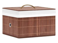 Acessórios De Arrumação*vidaxl Conjunto de 4 Caixas de Arrumação em Bambu para Organizar Sua Casa Castanho