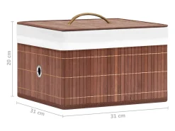 Acessórios De Arrumação*vidaxl Conjunto de 4 Caixas de Arrumação em Bambu para Organizar Sua Casa Castanho