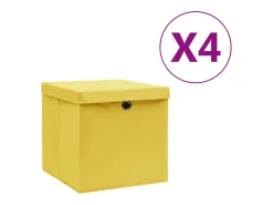 Acessórios De Arrumação*vidaxl Conjunto de 4 Caixas de Arrumação Dobráveis com Tampas em - 28x28x28 cm Amarelo