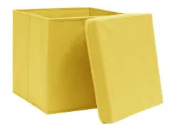 Acessórios De Arrumação*vidaxl Conjunto de 4 Caixas de Arrumação Dobráveis com Tampas em - 28x28x28 cm Amarelo