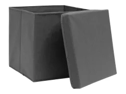 vidaxl Conjunto de 10 Caixas de Arrumação Dobráveis com Tampa em Tecido Cinza - 32x32x32 cm^ Acessórios De Arrumação