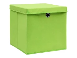 vidaxl Conjunto de 4 Caixas de Arrumação com Tampa em Tecido - 32x32x32 cm^ Acessórios De Arrumação