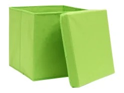 vidaxl Conjunto de 4 Caixas de Arrumação com Tampa em Tecido - 32x32x32 cm^ Acessórios De Arrumação