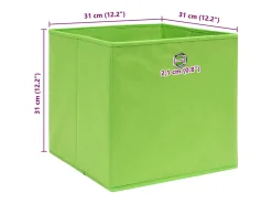 Best vidaxl Conjunto de 4 Caixas de Arrumação Dobráveis em Tecido 32x32x32 cm Verde