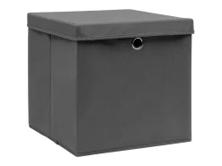 vidaxl Conjunto de 4 Caixas de Arrumação com Tampa em Tecido Cinza - 32x32 cm^ Acessórios De Arrumação