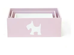Acessórios De Arrumação| Conjunto de 3 caixas de madeira Puppy Rosa