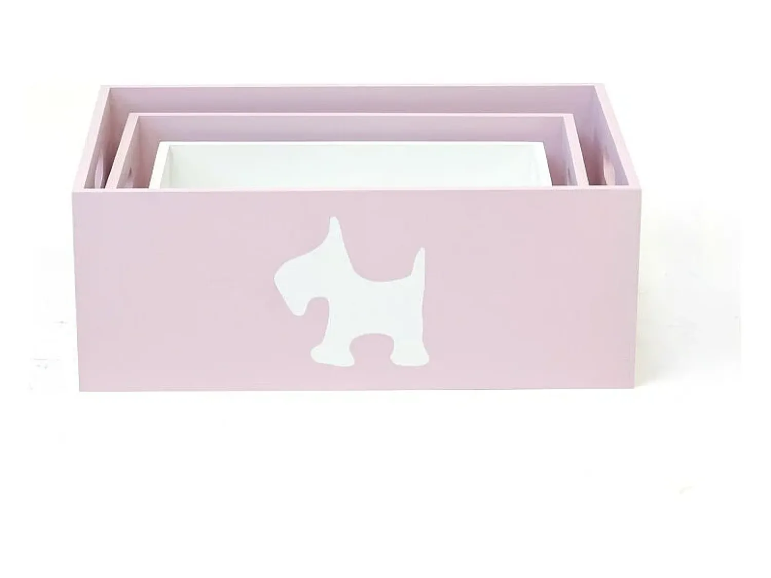 Acessórios De Arrumação| Conjunto de 3 caixas de madeira Puppy Rosa