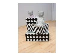 Acessórios De Arrumação| Conjunto de 3 caixas de madeira Pattern Branco