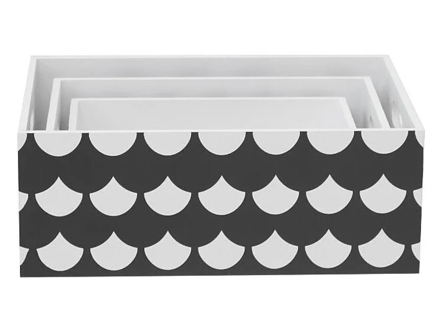Acessórios De Arrumação| Conjunto de 3 caixas de madeira Pattern Branco