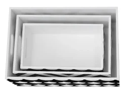 Acessórios De Arrumação| Conjunto de 3 caixas de madeira Pattern Branco