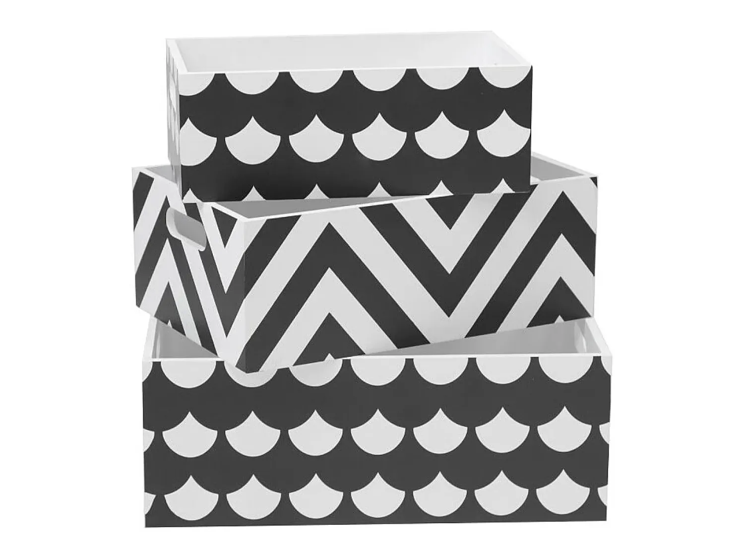 Acessórios De Arrumação| Conjunto de 3 caixas de madeira Pattern Branco