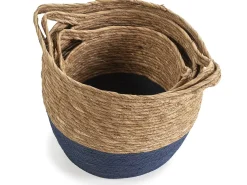 Acessórios De Arrumação|Cesto|VS Venta-stock Conjunto de 3 cestas Anxo de fibra natural com alças, /natural. Azul