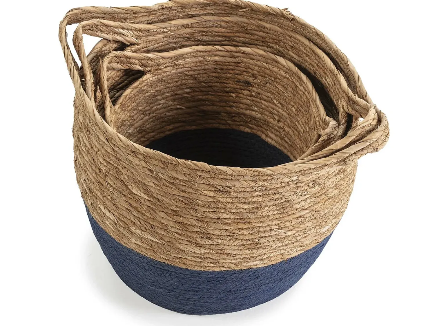Acessórios De Arrumação|Cesto|VS Venta-stock Conjunto de 3 cestas Anxo de fibra natural com alças, /natural. Azul