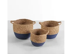 Acessórios De Arrumação|Cesto|VS Venta-stock Conjunto de 3 cestas Anxo de fibra natural com alças, /natural. Azul