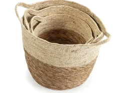 Sale VS Venta-stock Conjunto de 3 cestas Brais de fibra natural com alças, /natural. Branco