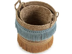 Acessórios De Arrumação|Cesto*VS Venta-stock Conjunto de 2 cestas Indie de fibra natural com alças, /laranja. Azul