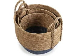 VS Venta-stock Conjunto de 3 cestas Iria de fibra natural com alças, /natural.^ Acessórios De Arrumação|Cesto