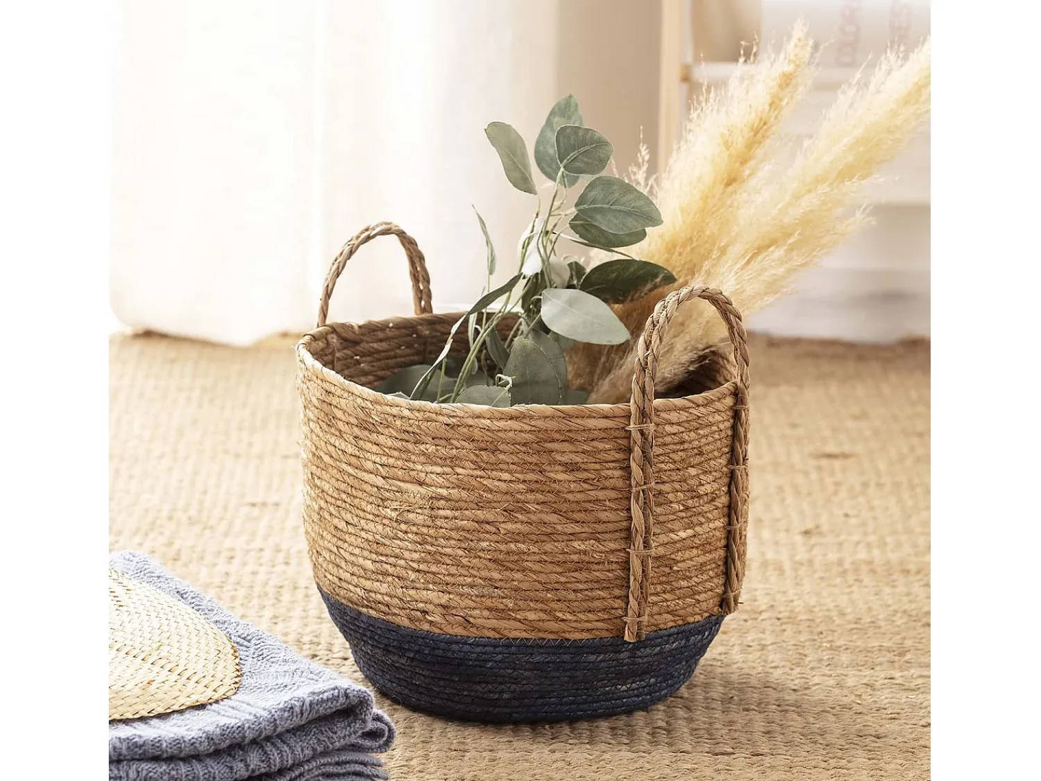 VS Venta-stock Conjunto de 3 cestas Iria de fibra natural com alças, /natural.^ Acessórios De Arrumação|Cesto