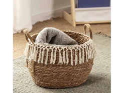 Hot VS Venta-stock Conjunto de 3 cestas Jula de fibra natural com alças, /natural. Branco