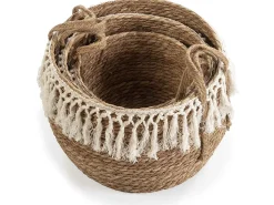 Hot VS Venta-stock Conjunto de 3 cestas Jula de fibra natural com alças, /natural. Branco