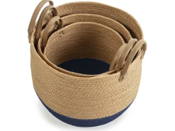 Acessórios De Arrumação|Cesto|VS Venta-stock Conjunto de 3 cestas Tecla de fibra natural com alças, /natural. Azul