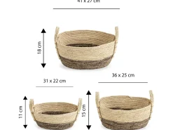 Acessórios De Arrumação|Cesto*VS Venta-stock Conjunto de 3 cestas Xiana de fibra natural com alças, /marrom. Branco