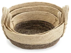 Acessórios De Arrumação|Cesto*VS Venta-stock Conjunto de 3 cestas Xiana de fibra natural com alças, /marrom. Branco