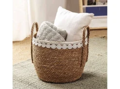 VS Venta-stock Conjunto de 3 cestas Yasmina de fibra natural com alças, /natural.^ Acessórios De Arrumação|Cesto