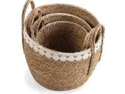VS Venta-stock Conjunto de 3 cestas Yasmina de fibra natural com alças, /natural.^ Acessórios De Arrumação|Cesto