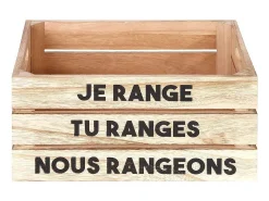 Acessórios De Arrumação*The Home Deco Factory Conjunto de 3 Cestos de Arrumação "Vida em Família" - Madeira - Tamanhos Diferentes - Bege