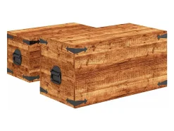 vidaxl Conjunto de 2 cofres armazenamento de madeira de mango^ Acessórios De Arrumação